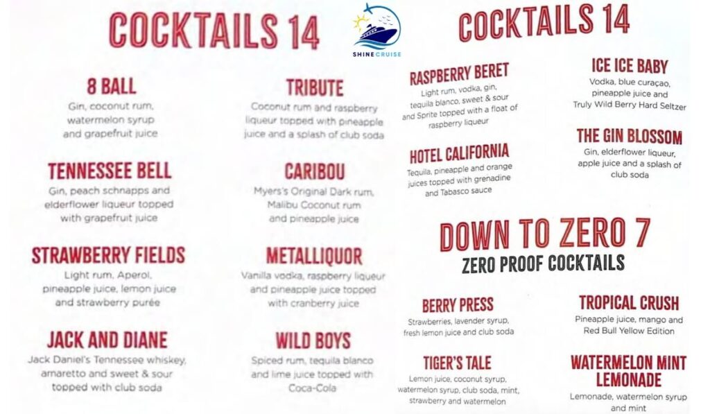 Royal Caribbean drink prices 2025
Royal Caribbean bar prices
Royal Caribbean drink menu 2025
Royal Caribbean bar menus