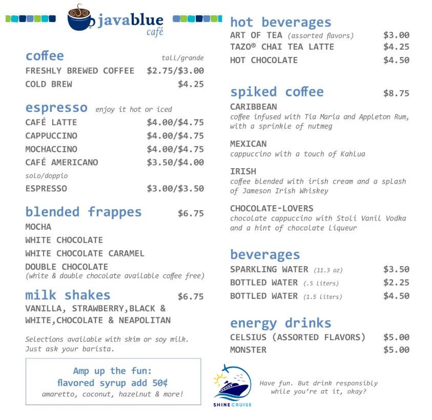 Java Blue Cafe Carnival Cruise carnival cruise drink menu 2024
carnival cruise drink prices 2024
carnival drink menu 2024
carnival drink prices 2024