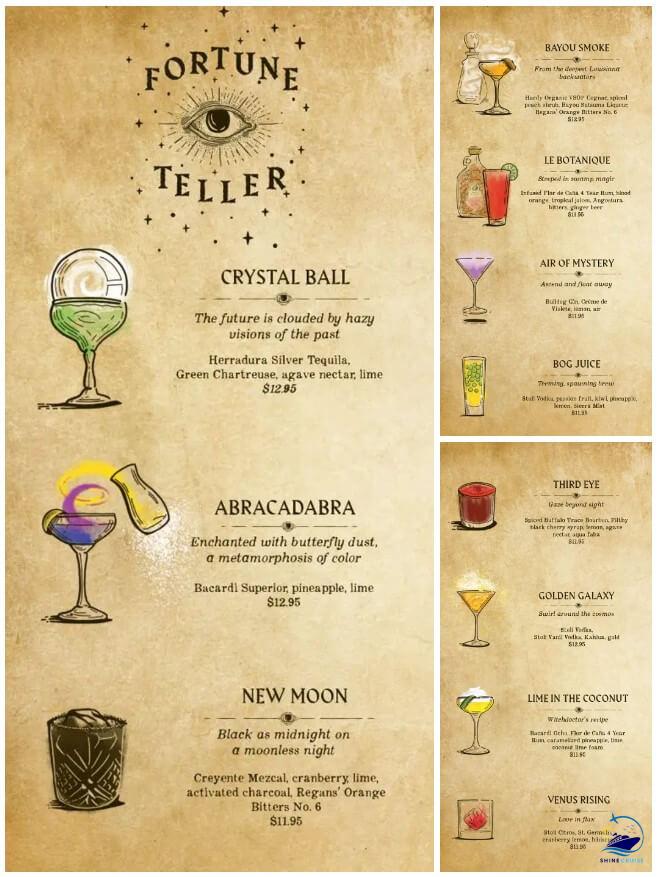 Fortune Teller Bar menu Carnival