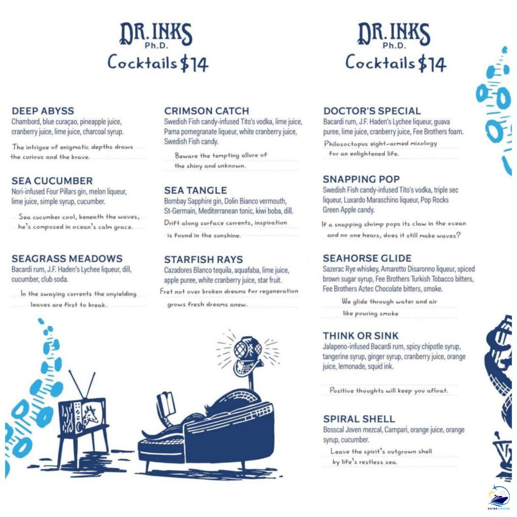 Dr Inks PhD Bar carnival dr inks carnival jubilee
dr inks jubilee menu
carnival cruise drink menu 2024
carnival cruise drink prices 2024
carnival drink menu 2024
carnival drink prices 2024