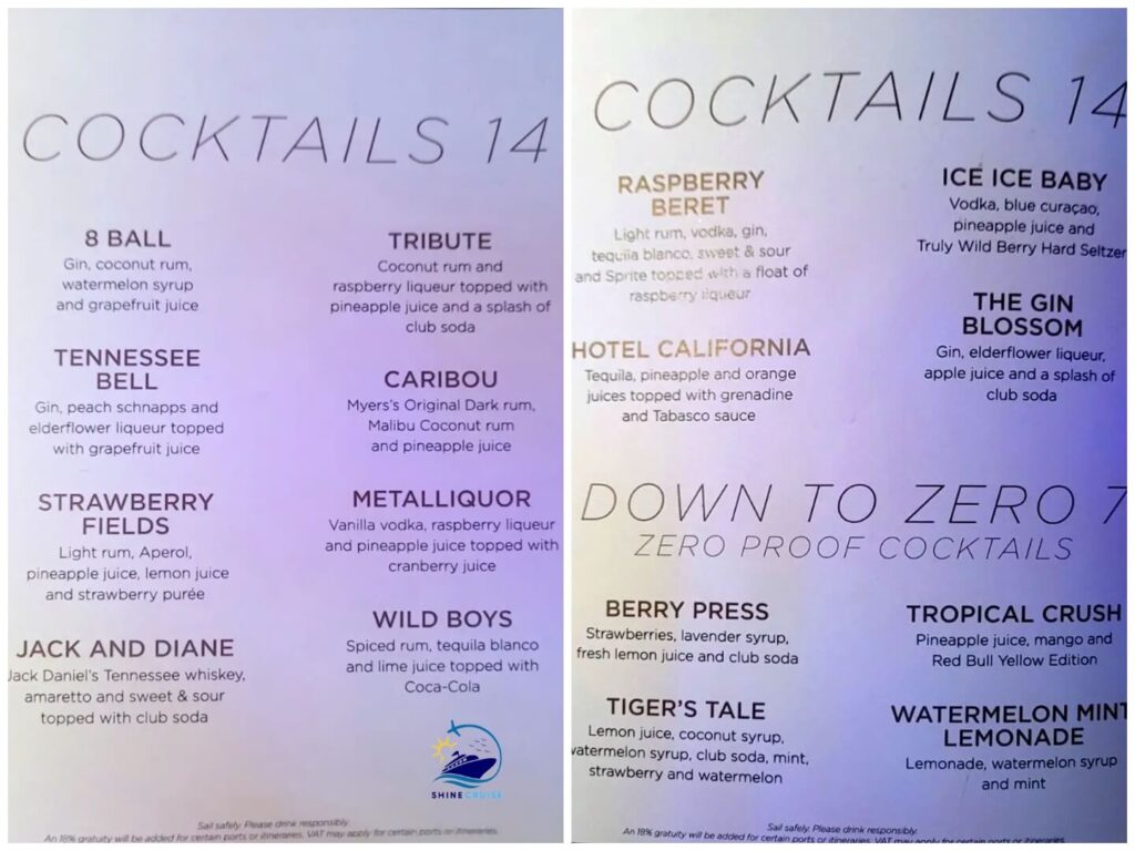 Royal Caribbean drink prices 2025
Royal Caribbean bar prices
Royal Caribbean drink menu 2025
Royal Caribbean bar menus