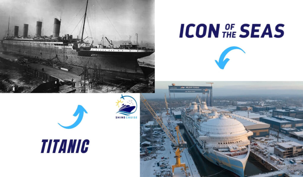 titanic compared to cruise ship 
titanic compared to modern cruise ships 
titanic compared to a cruise ship 
titanic compared to icon of the seas 
Icon of the Seas vs Titanic 
Titanic vs Cruise ship Icon of the Seas 