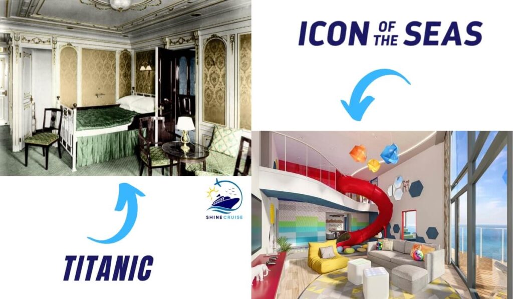 titanic compared to cruise ship 
titanic compared to modern cruise ships 
titanic compared to a cruise ship 
titanic compared to icon of the seas 
Icon of the Seas vs Titanic 
Titanic vs Cruise ship Icon of the Seas 