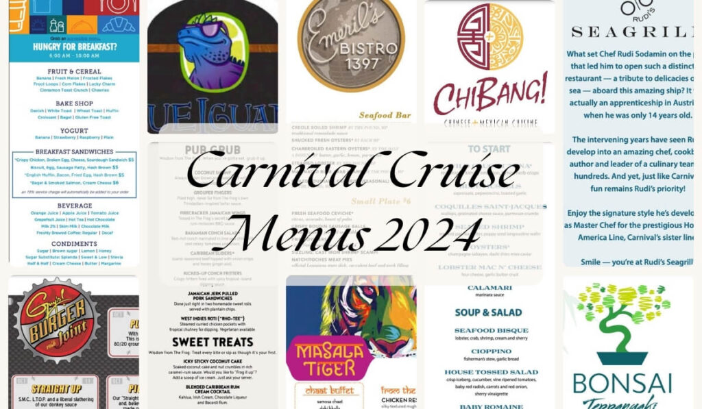 Carnival Cruise Menus 2024 Complimentary & Specialty Menus