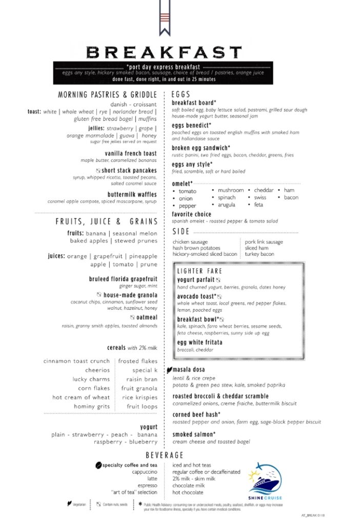 Carnival Breakfast Menu 2024
Carnival Port Day Breakfast Menu 2024
Carnival Main Dining Room Menu 2024.
Carnival Cruise Main Dining Room menu 2024
Carnival Cruise Menu 2024
Carnival Menus 2024