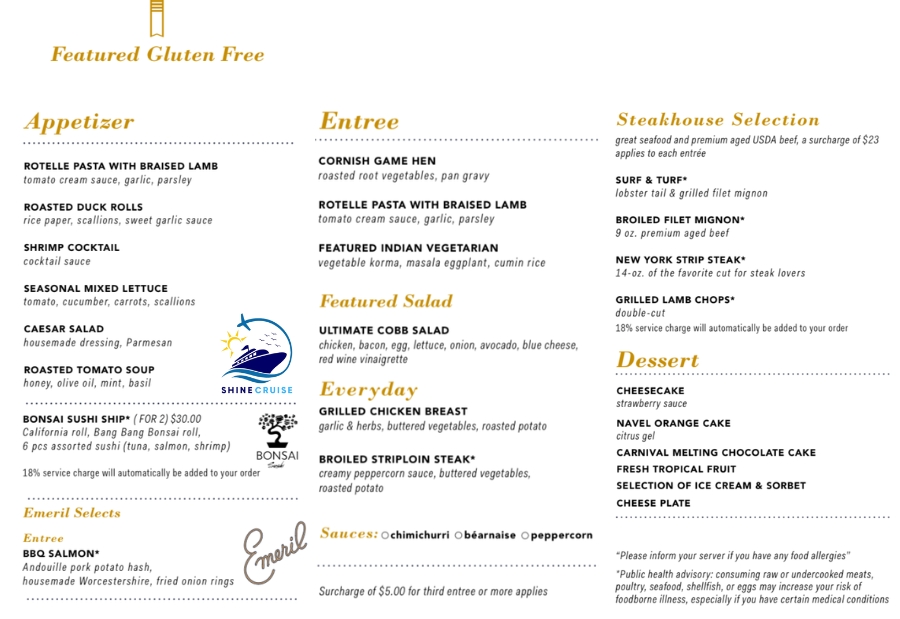 Carnival Cruise Gluten Free Menus 2024
Carnival Gluten Free Menu 2024
Carnival Main Dining Room Menu 2024.
Carnival Cruise Main Dining Room menu 2024
Carnival Cruise Menu 2024
Carnival Menus 2024