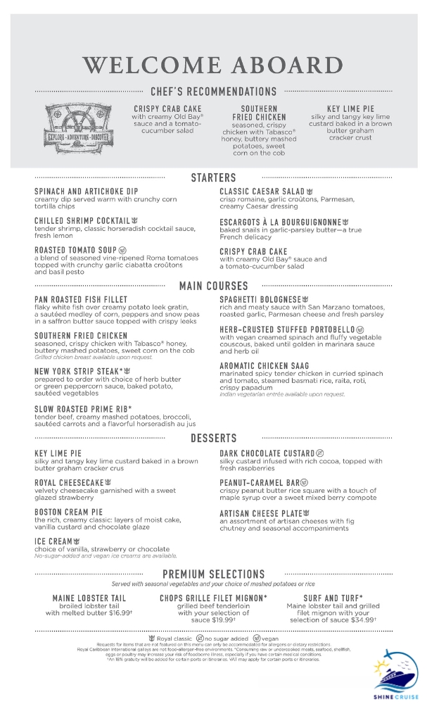 Royal Caribbean Main Dining Room Menu 2024
Royal Caribbean Main Dining Room Menus 2024