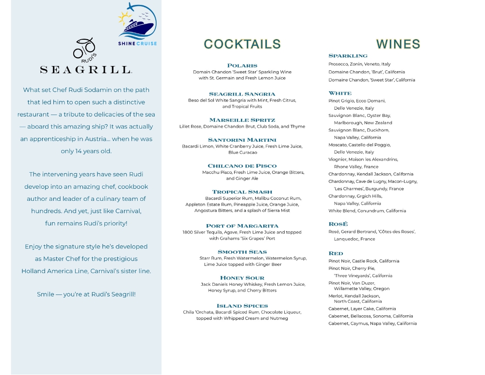 carnival rudi's seagrill menu 2024
Carnival rudi's seagrill carnival menu 2024
Carnival rudi's seagrill cost 2024
Carnival rudis sea grill menu 2024
rudis sea grill carnival menu 2024