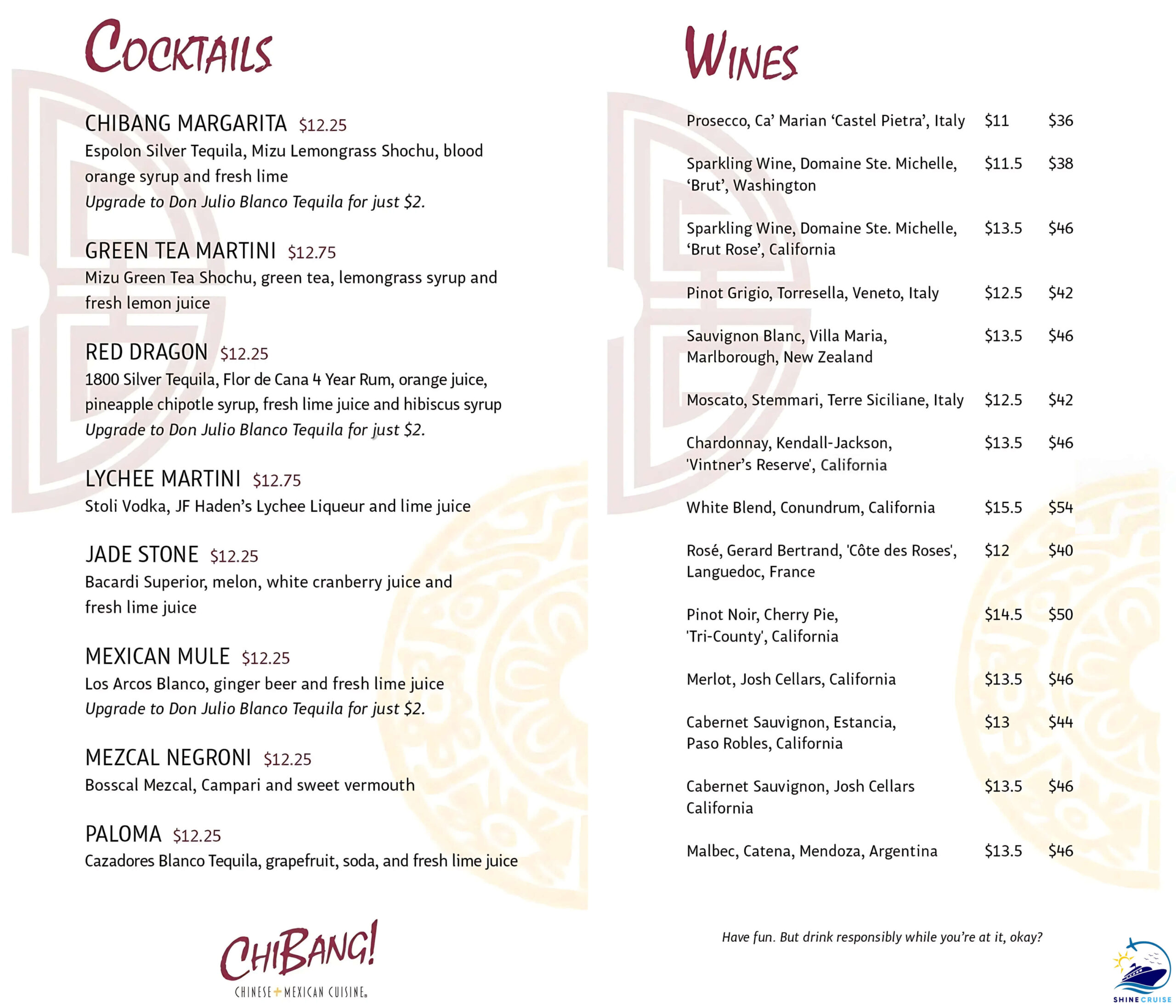 Chibang Bar Menu 
chibang menu carnival
carnival celebration chibang menu
carnival cruise drink menu 2025
carnival cruise drink prices 2025
carnival drink menu 2025
carnival drink prices 2025