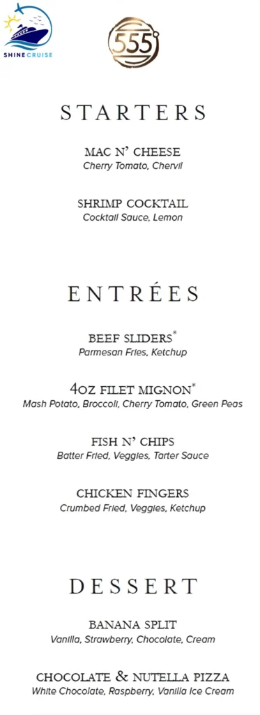 Carnival Fahrenheit 555 Steakhouse Kids Menu
fahrenheit 555 steakhouse carnival menu 2025 