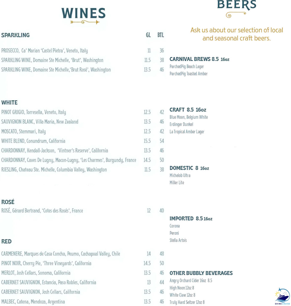 The Golden Mermaid bar menu
carnival cruise drink menu 2025
carnival cruise drink prices 2025
carnival drink menu 2025
carnival drink prices 2025