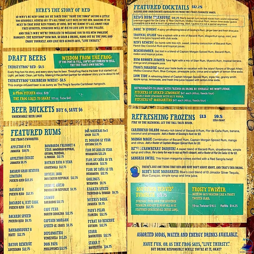 Carnival Cruise Drink Menu
red frog rum bar carnival menu
red frog rum bar menu carnival
red frog rum bar carnival menu prices
carnival drink menu 2025
carnival drink prices 2025