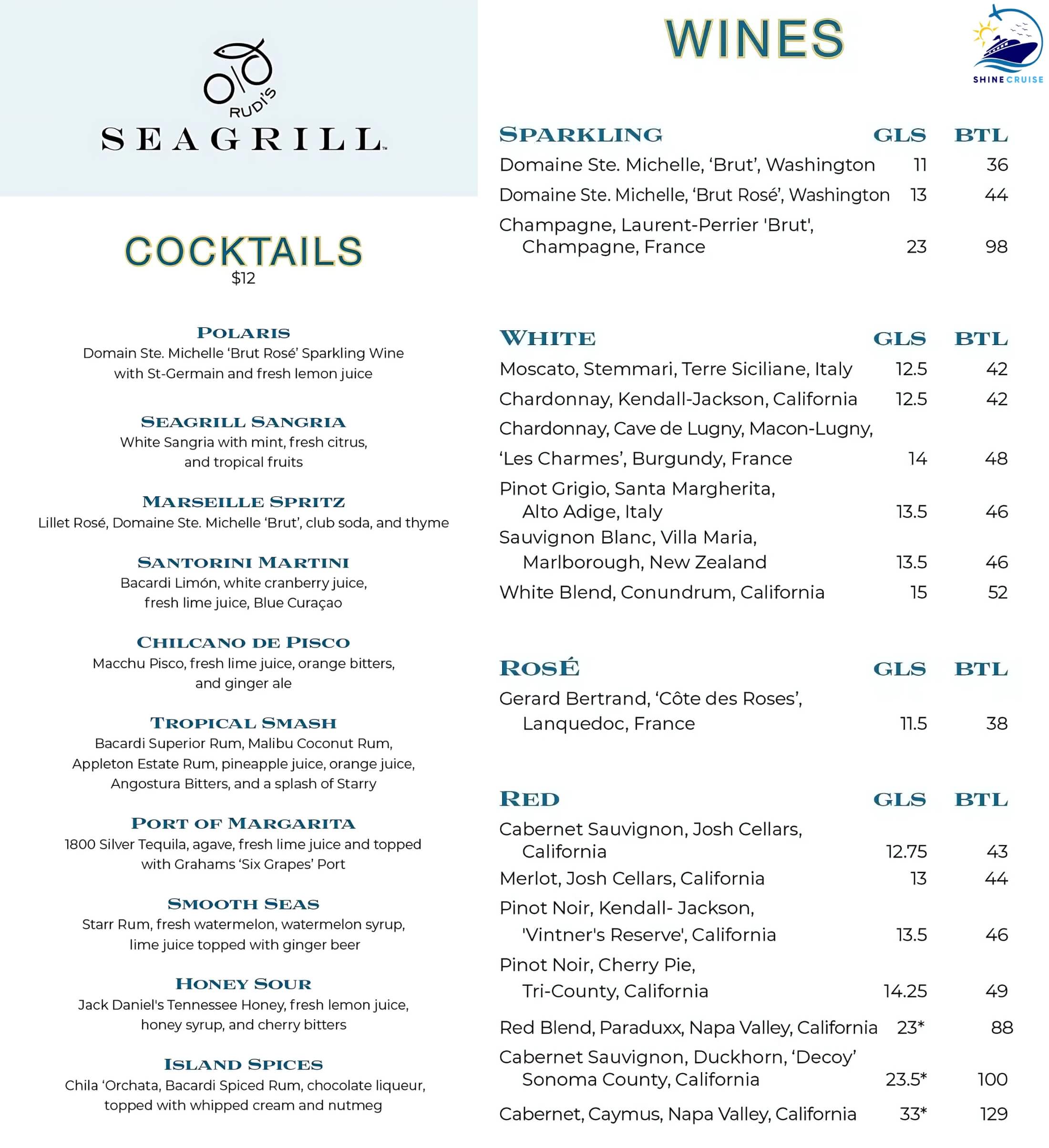 Carnival Rudi’s Seagrill Bar Menu
carnival cruise drink menu 2025
carnival cruise drink prices 2025
carnival drink menu 2025
carnival drink prices 2025
