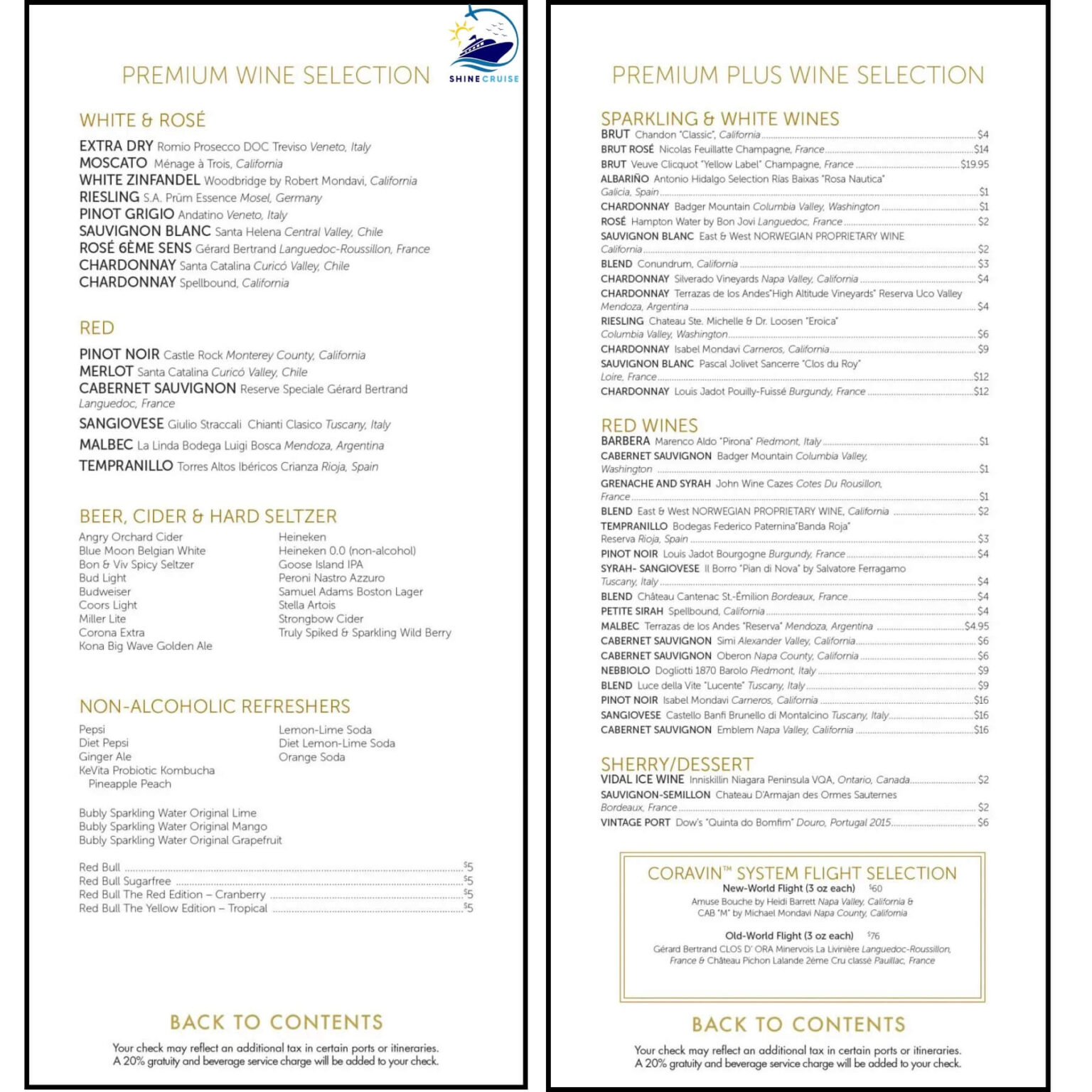 NCL Drink Menu 2024 with Bar Prices for All Norwegian Ships