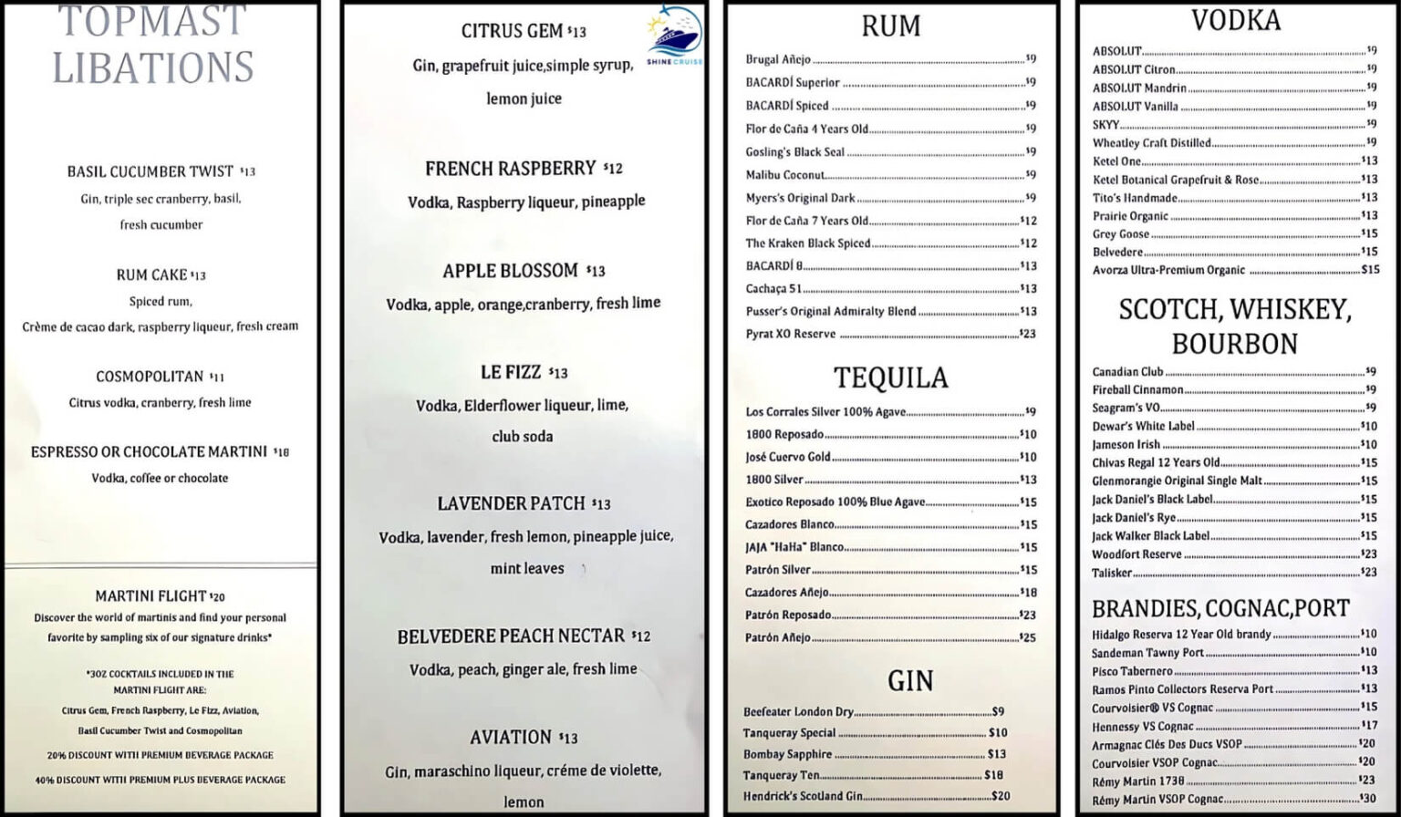 NCL Drink Menu 2024 with Bar Prices for All Norwegian Ships