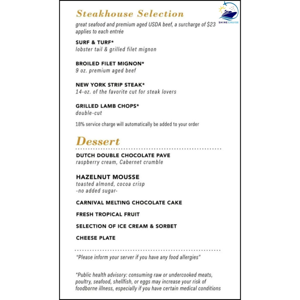 Carnival 14 Day Cruise Menu 2024
Carnival Main Dining Room Menus 
Carnival Dinner Menus