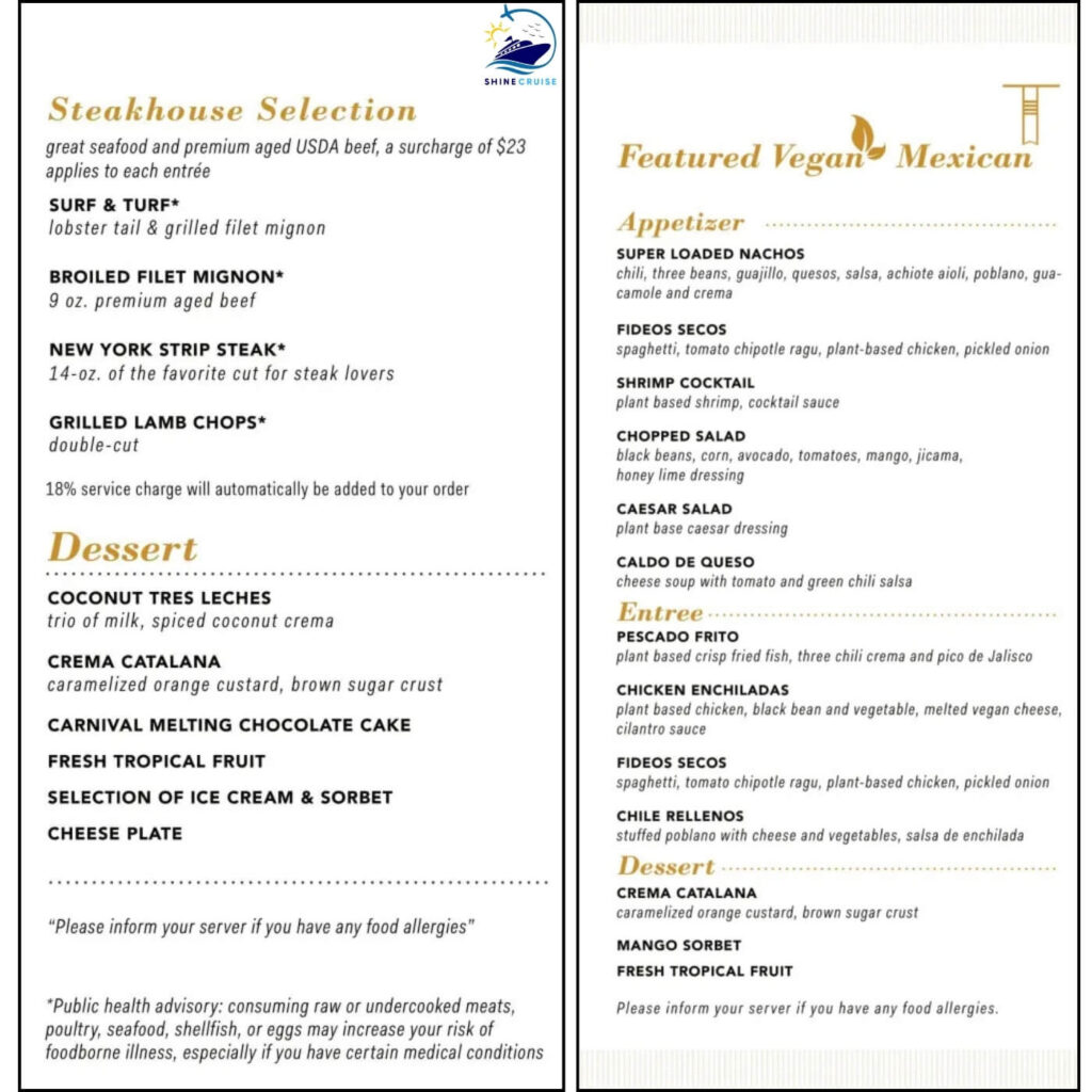 Carnival 14 Day Cruise Menu 2024
Carnival Main Dining Room Menus 
Carnival Dinner Menus