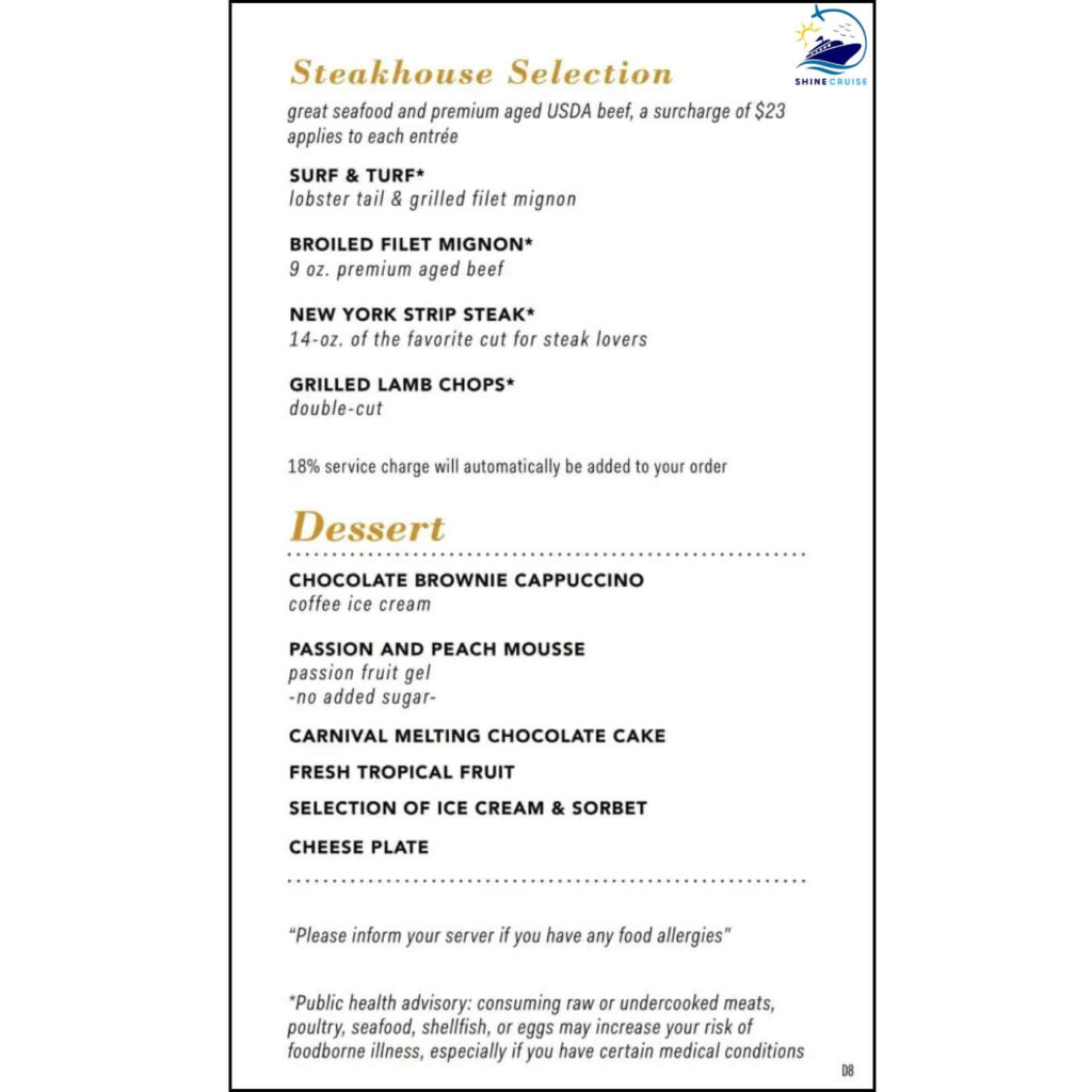 Carnival 14 Day Cruise Menu 2024
Carnival Main Dining Room Menus 
Carnival Dinner Menus