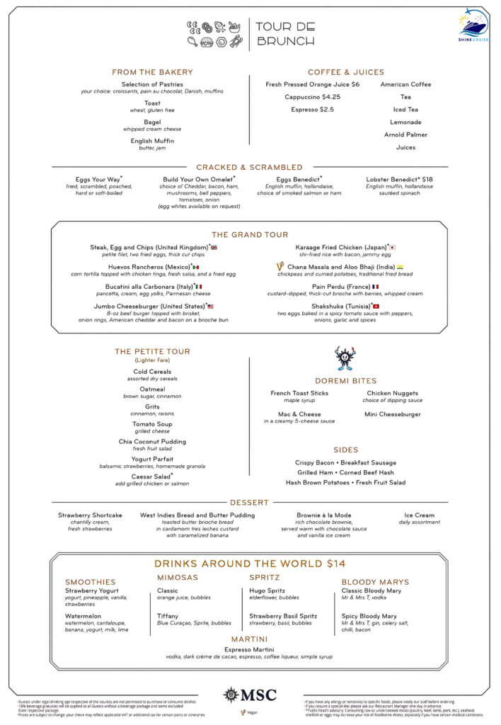 msc main dining room menu 2025
msc main dining room dress code
msc cruises main dining room menu
msc breakfast menu
msc brunch menu
msc lunch menu
msc dinner menu 2025
msc dinner seating times