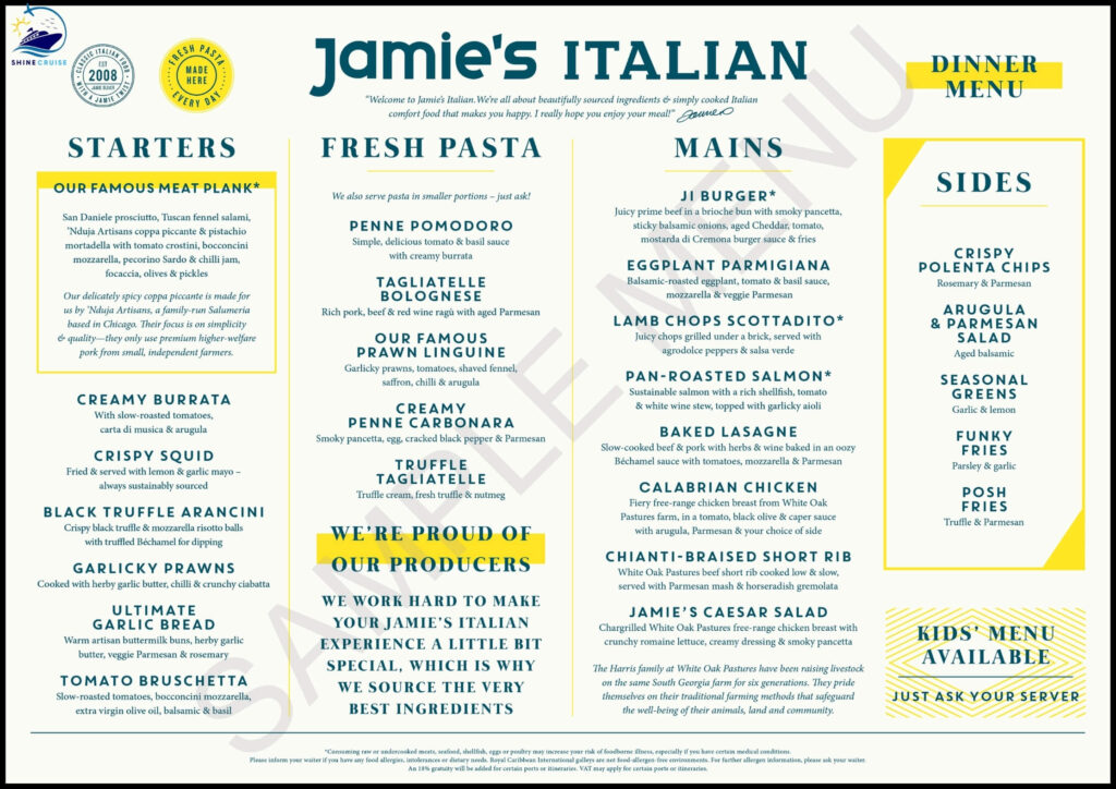 jamie's italian royal caribbean menu 2024
royal caribbean jamie's italian menu 2024
royal caribbean jamie's italian review
jamie's italian royal caribbean price
jamie's italian royal caribbean dinner menu