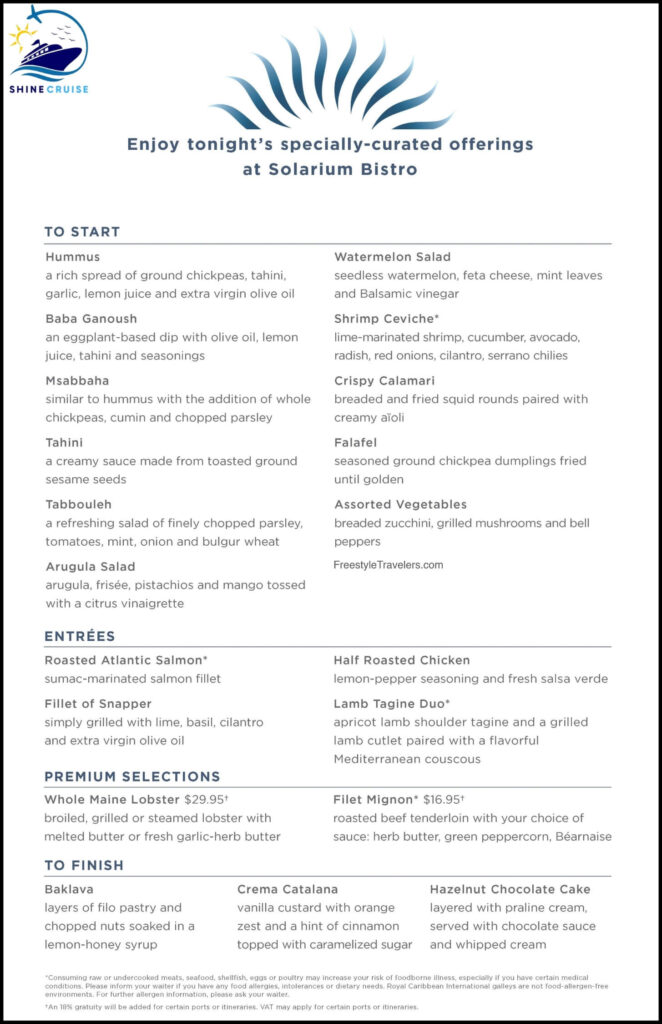 solarium bistro royal caribbean menu
royal caribbean solarium bistro menu
solarium bistro dinner menu
solarium bistro breakfast menu
solarium bistro lunch menu