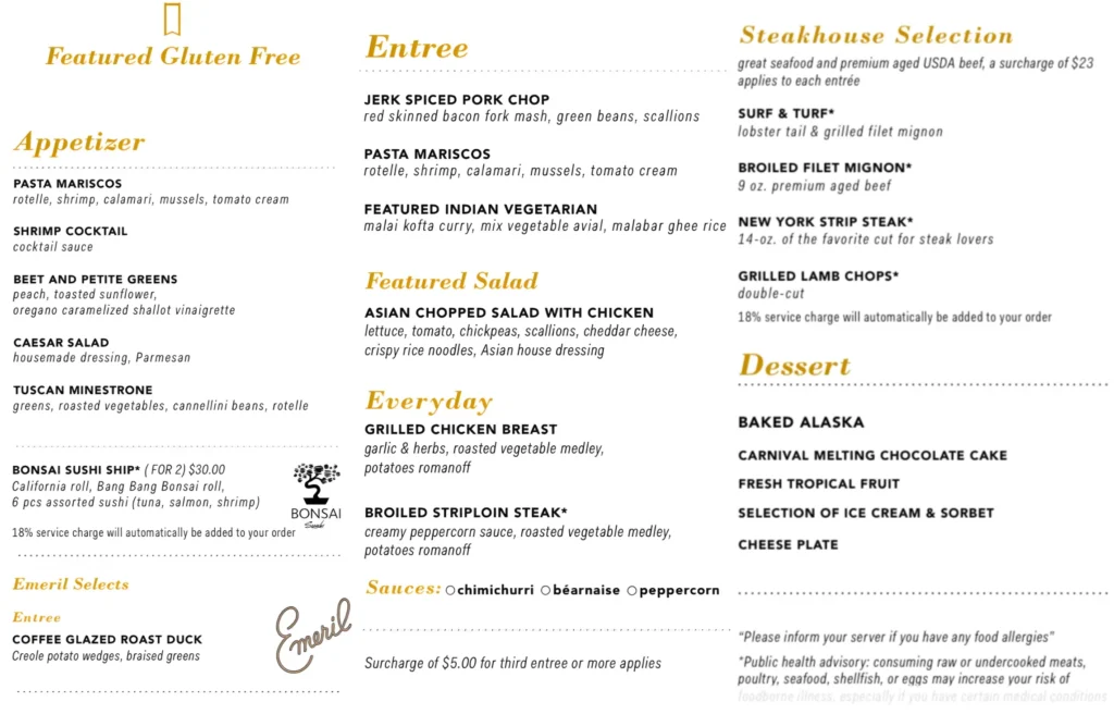 Carnival Cruise Gluten Free for Night 6