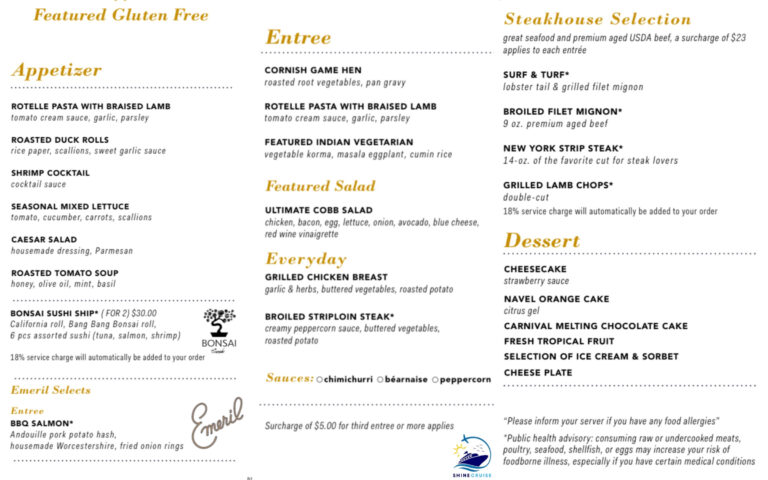 Carnival Cruise Gluten Free Menu 2025 Including All Menus Carnival Cruise Gluten Free Menu 2025 Including All Menus
