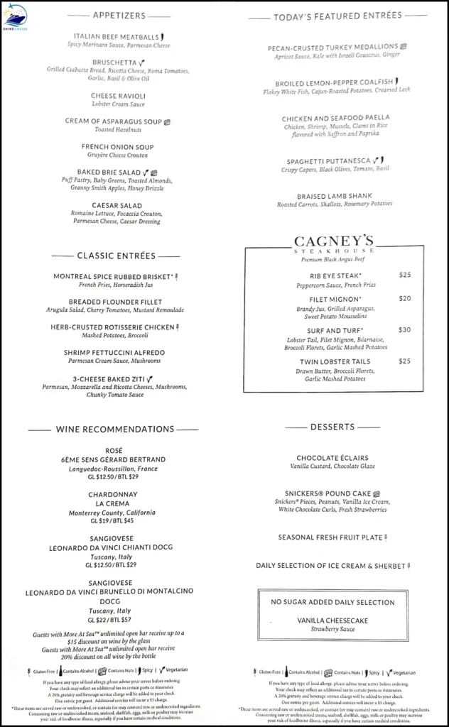 Norwegian dinner menu for night 6