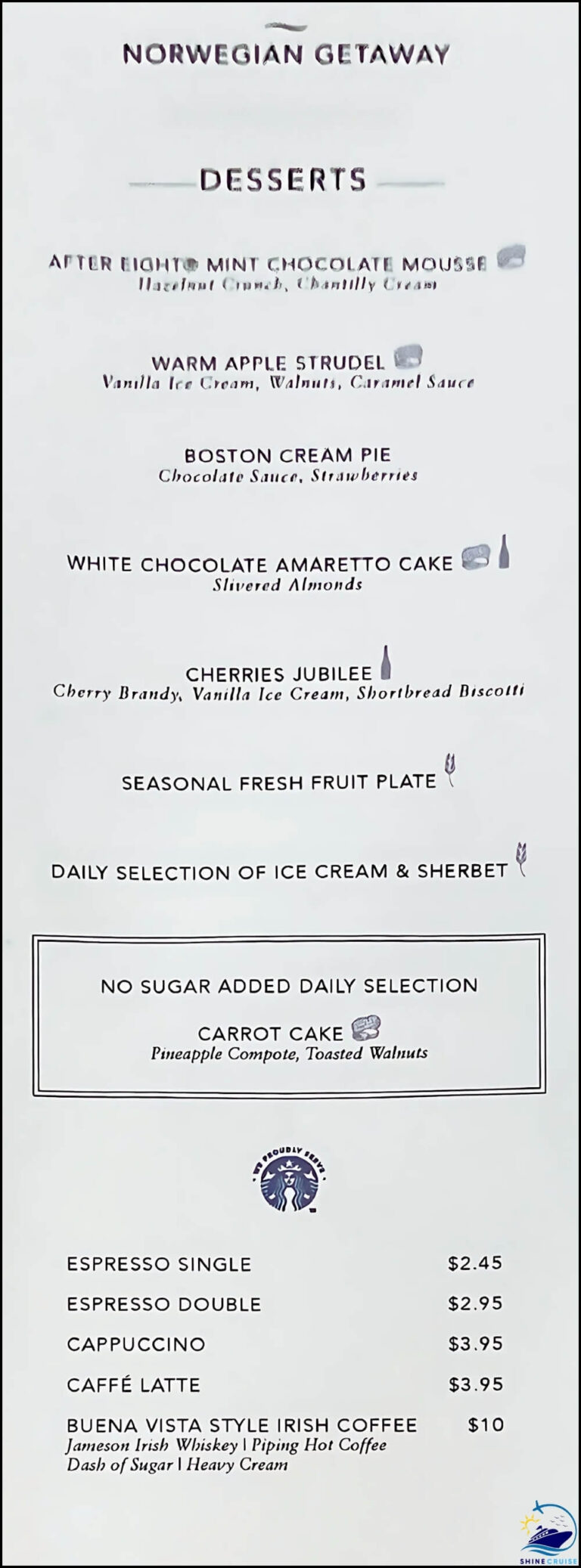 NCL Main Dining Room Menus 2025 Breakfast, Lunch & Dinner