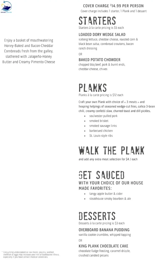 Princess Cruises Casual Dining Menus
Planks BBQ Dinner Menu