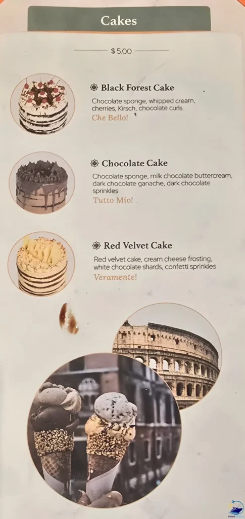 What is Casual Dining on Princess Cruises?
Gelateria menu
