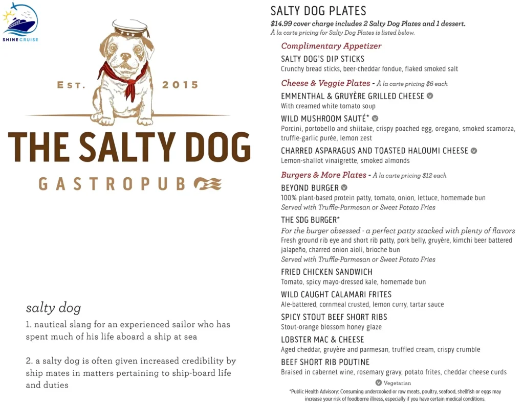 Princess Casual Dining Menus
Salty Dog Gastropub Menu
