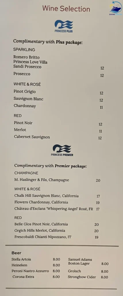What is Casual Dining on Princess Cruises?
Reduced Alfredo’s Pizzeria drink Menu