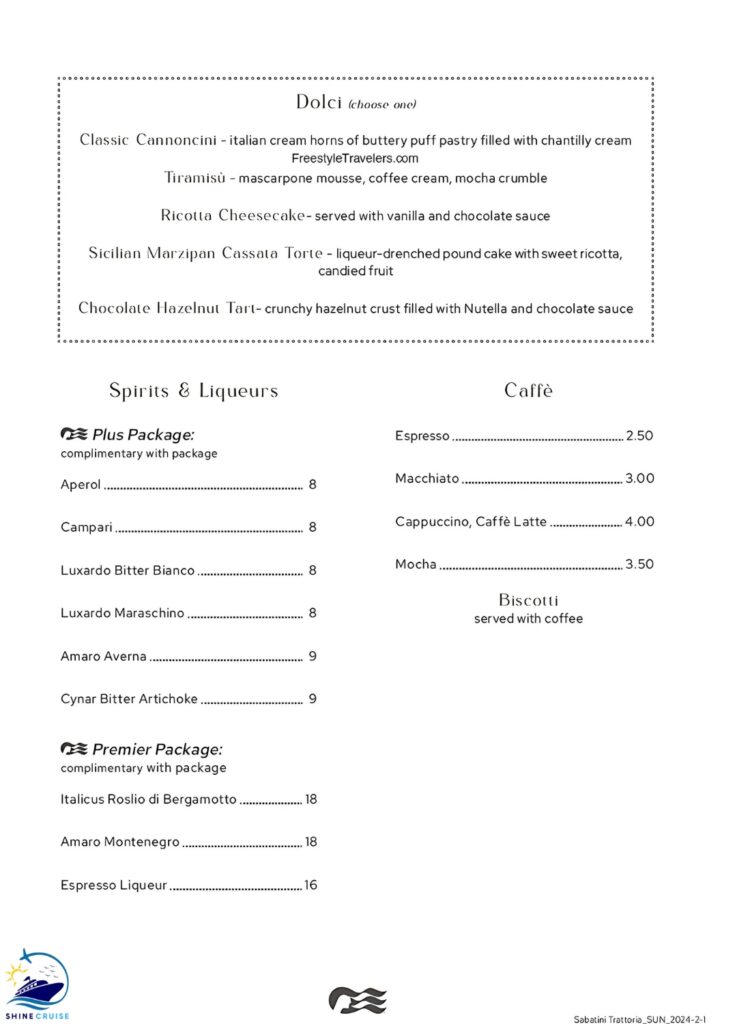 sabatini's italian trattoria menu
princess sabatini's menu 2024 prices
sabatini's princess menu 2024
princess sabatini's dessert menu
