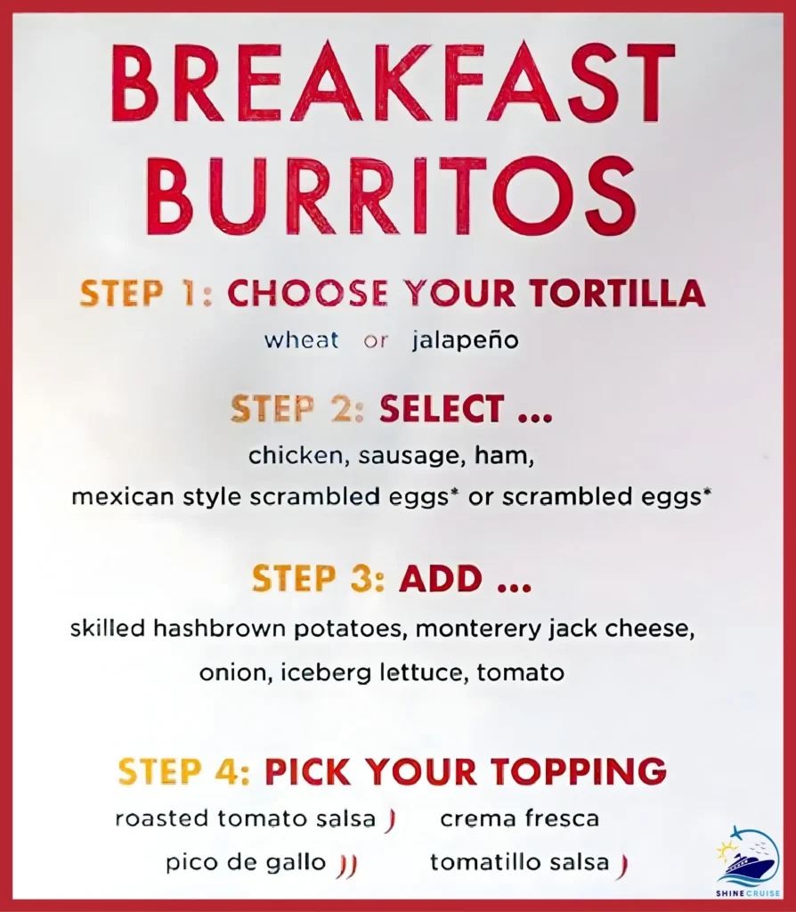 Carnival Tomodoro breakfast menu