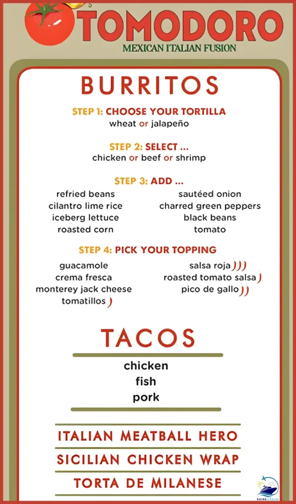 Carnival Tomodoro menu