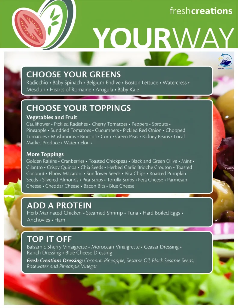 Carnival Fresh Creations Menu  2025