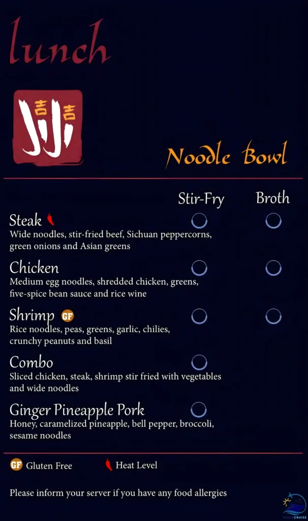 Carnival Ji Ji Asian Kitchen Menu for lunch 1