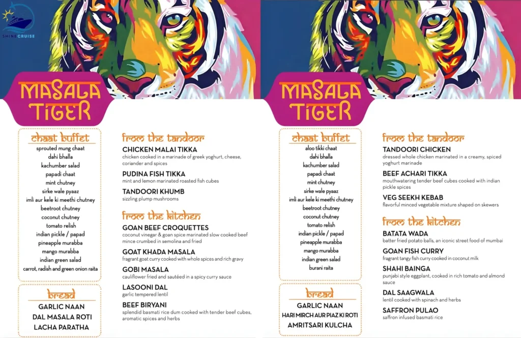 Carnival Masala Tiger Menu 2