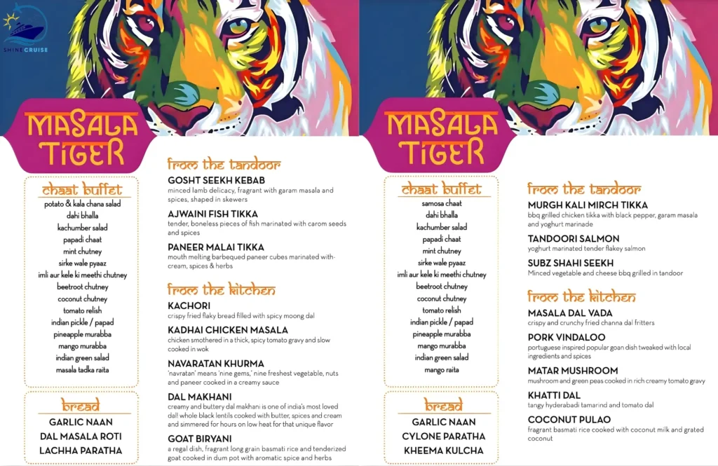 Carnival Masala Tiger Menu 3