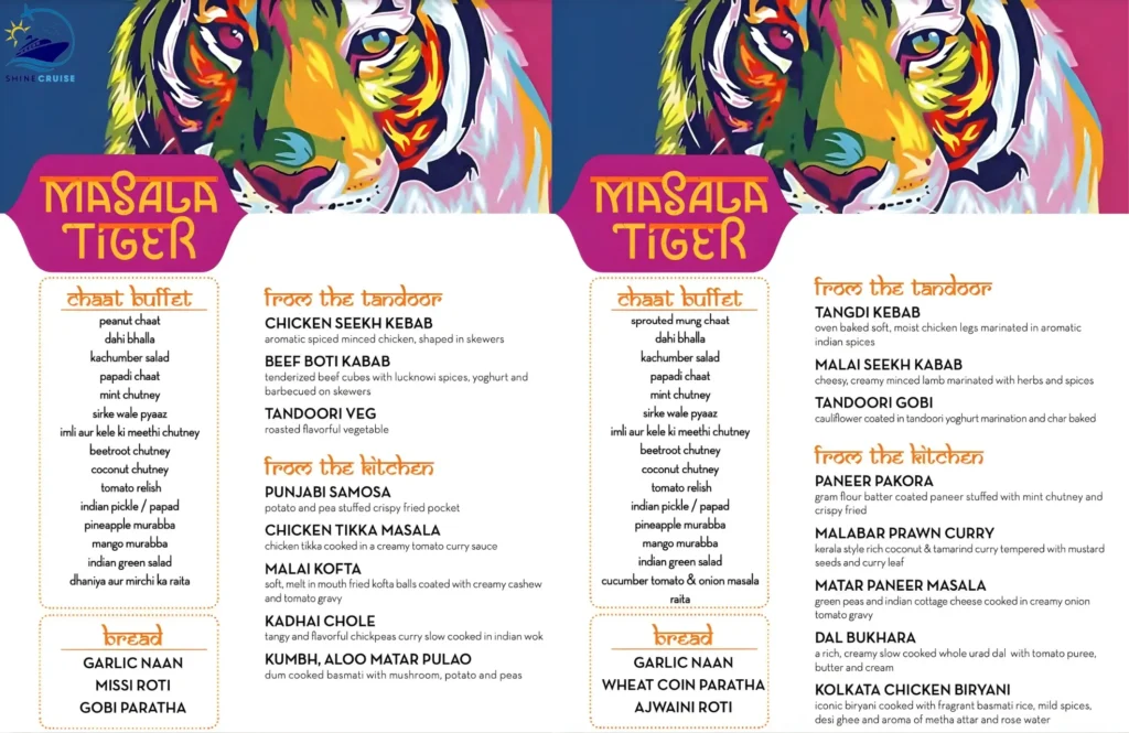 Carnival Masala Tiger Menu 4