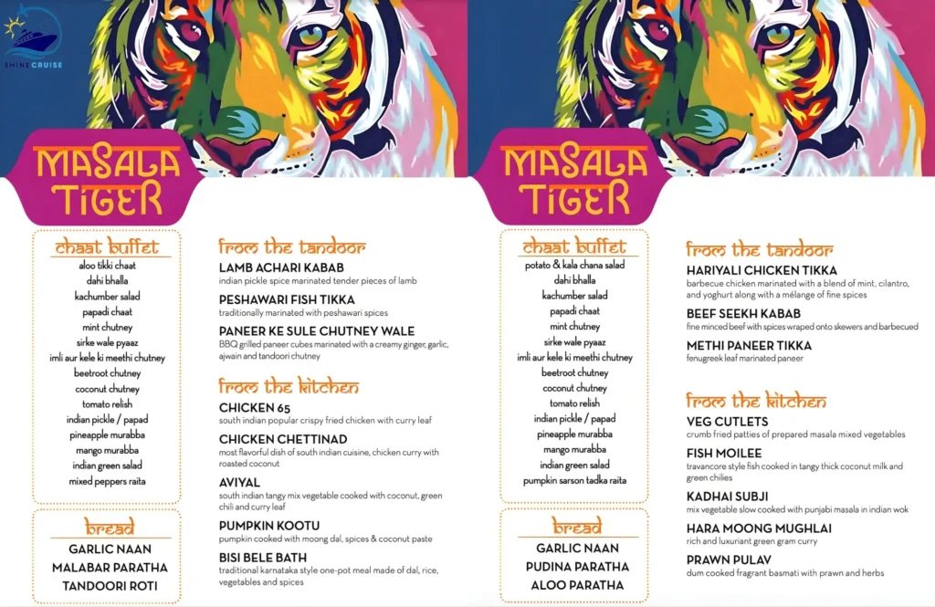 Carnival Masala Tiger Menu 5