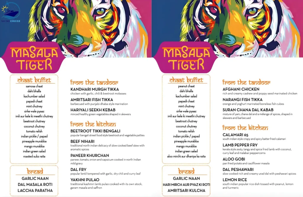 Carnival Masala Tiger Menu 6