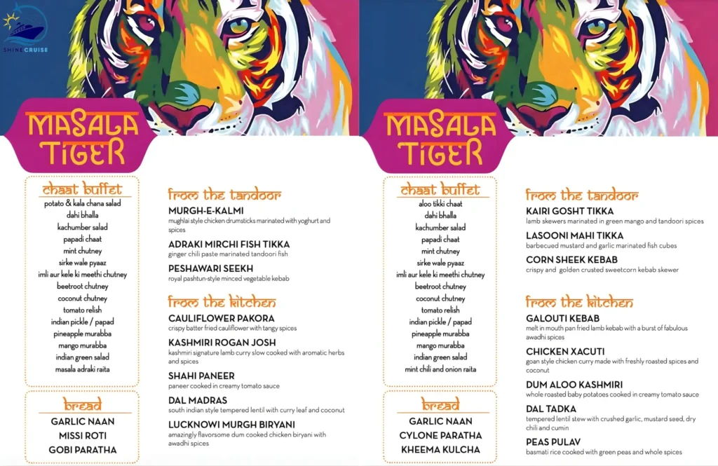 Carnival Masala Tiger Menu 7