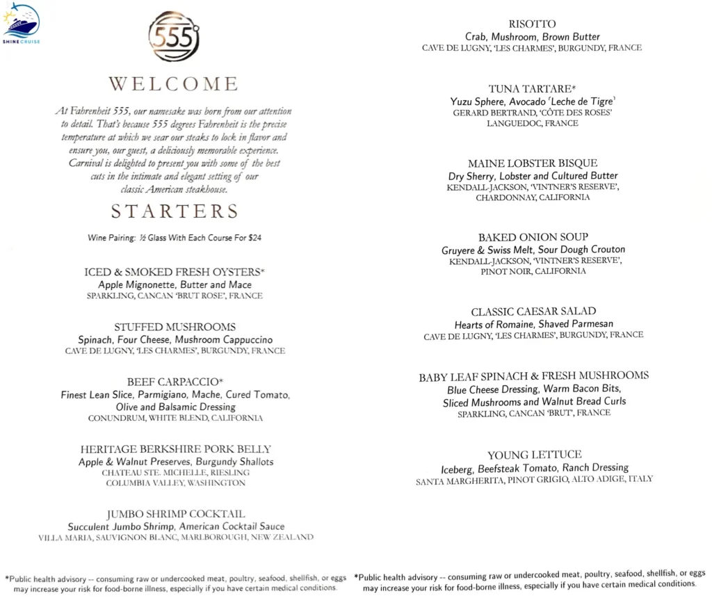 carnival steakhouse menu 2025 