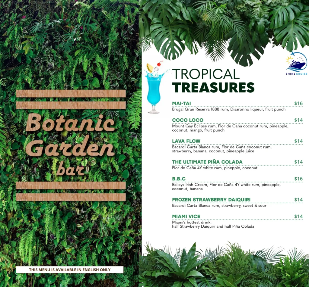 MSC Botanic Garden Bar Menu 
msc drinks price list