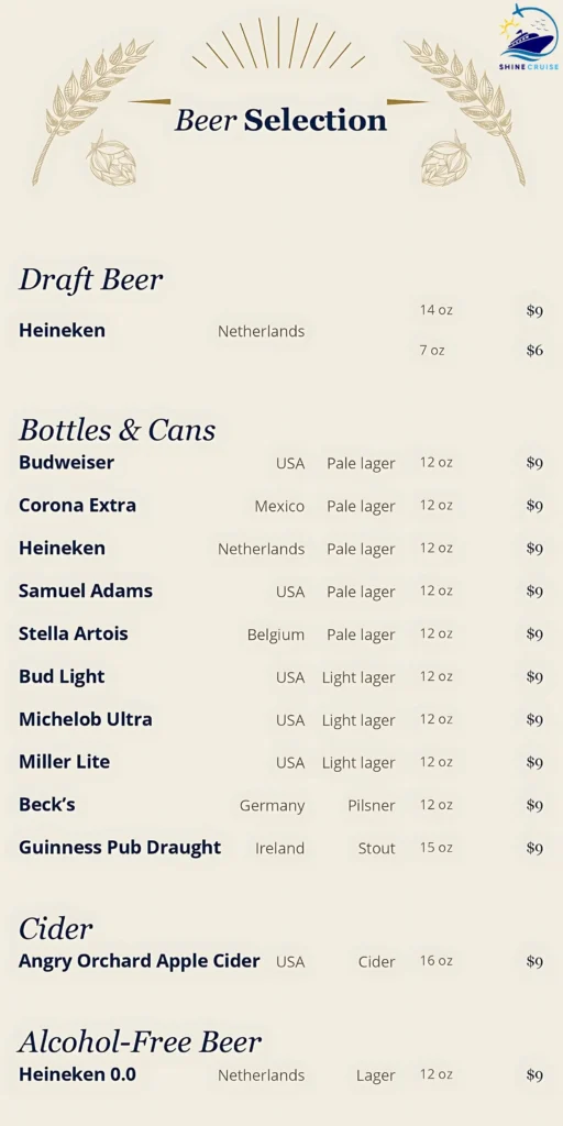 MSC Beer Menu 