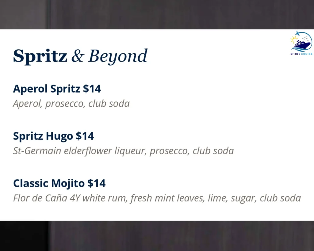 MSC Spirits Menu 