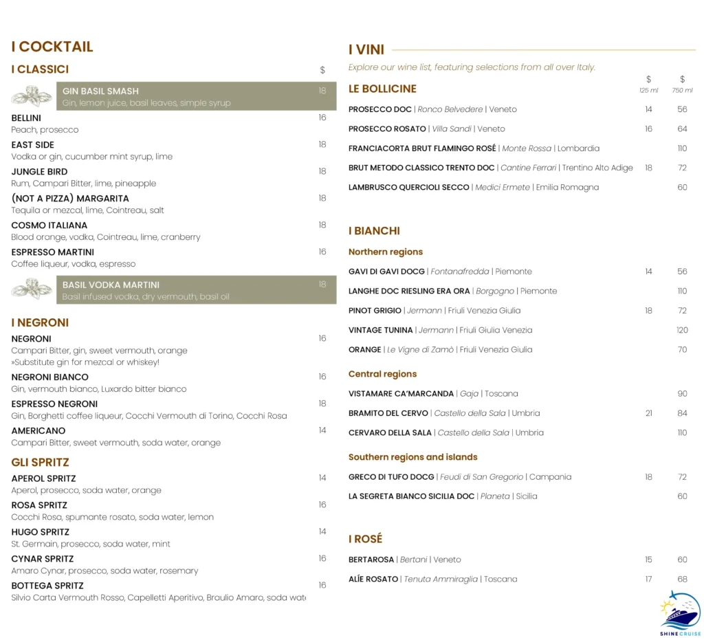 MSC Eataly Menu
msc drink list  