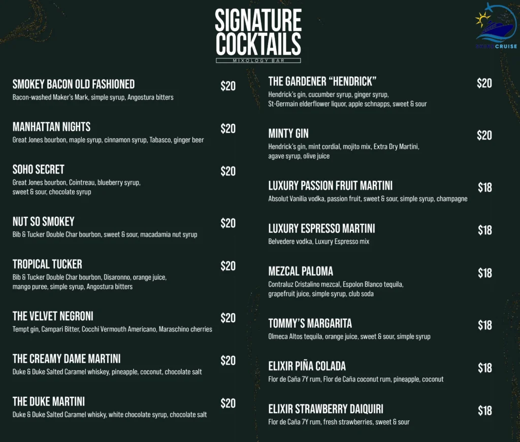 MSC Elixir Mixology Bar 
msc drink menus 2025